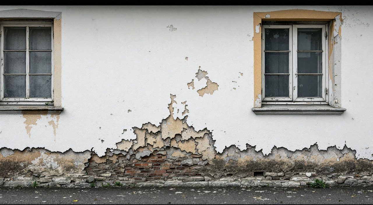 Peinture de façade cloquant et se décollant par plaques